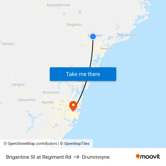 Brigantine St at Regiment Rd to Drummoyne map