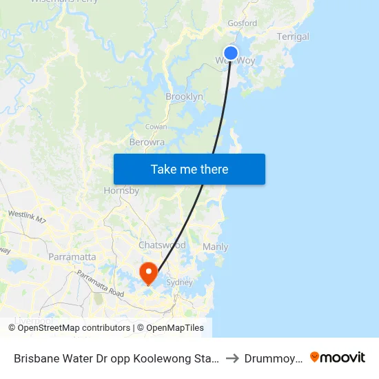 Brisbane Water Dr opp Koolewong Station to Drummoyne map