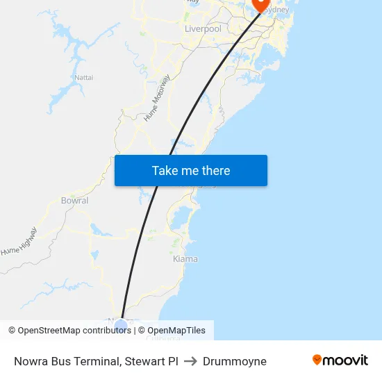 Nowra Bus Terminal, Stewart Pl to Drummoyne map