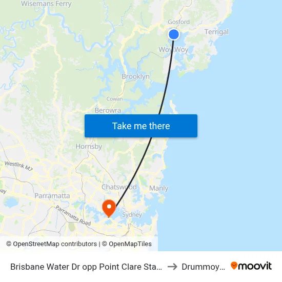 Brisbane Water Dr opp Point Clare Station to Drummoyne map