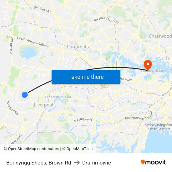 Bonnyrigg Shops, Brown Rd to Drummoyne map
