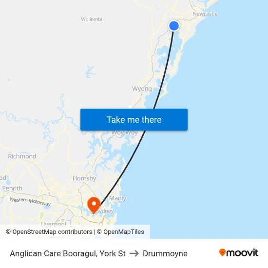 Anglican Care Booragul, York St to Drummoyne map