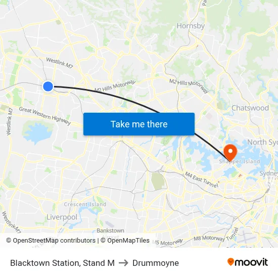 Blacktown Station, Stand M to Drummoyne map