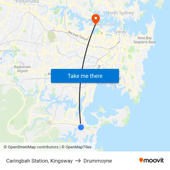 Caringbah Station, Kingsway to Drummoyne map