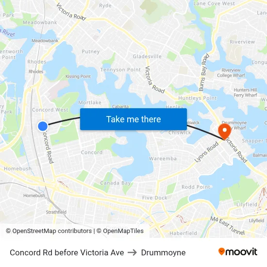Concord Rd before Victoria Ave to Drummoyne map