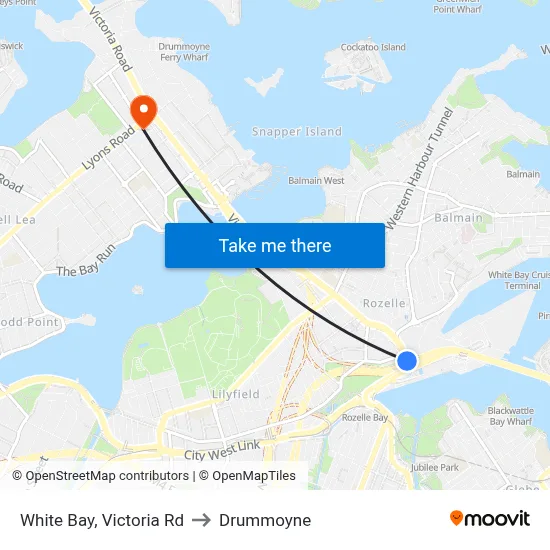 White Bay, Victoria Rd to Drummoyne map
