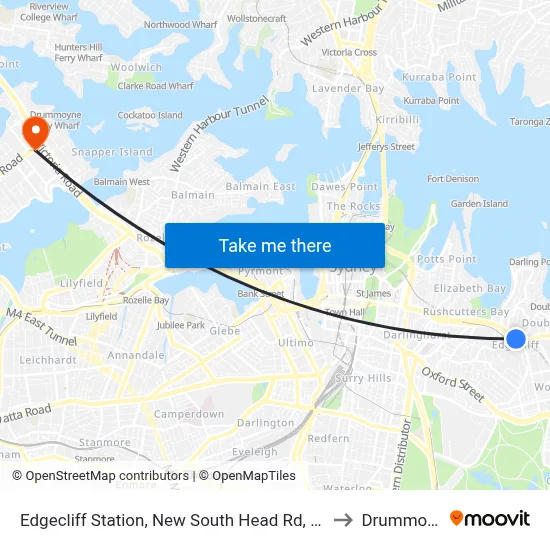 Edgecliff Station, New South Head Rd, Stand N to Drummoyne map