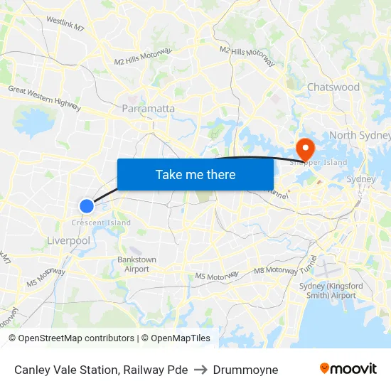 Canley Vale Station, Railway Pde to Drummoyne map