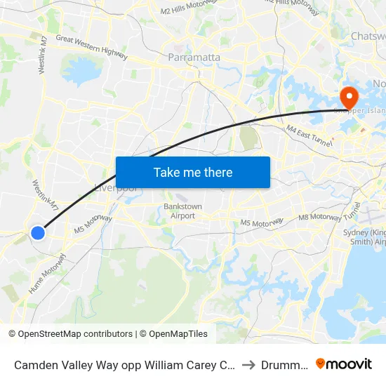 Camden Valley Way opp William Carey Christian School to Drummoyne map