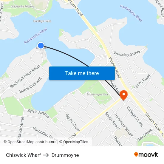 Chiswick Wharf to Drummoyne map