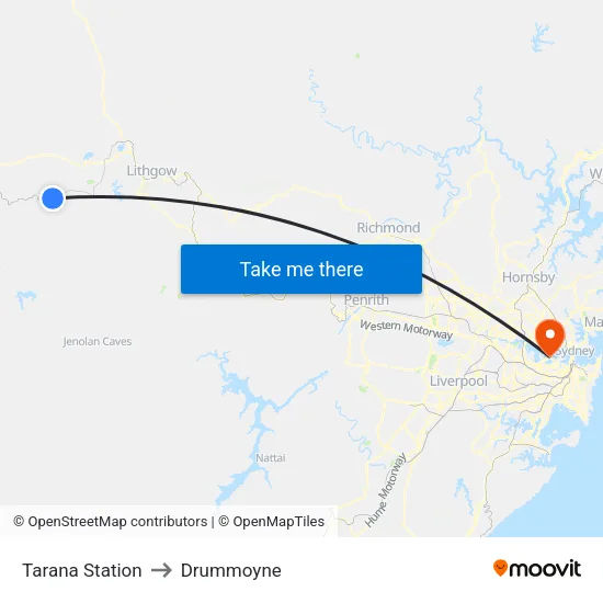 Tarana Station to Drummoyne map