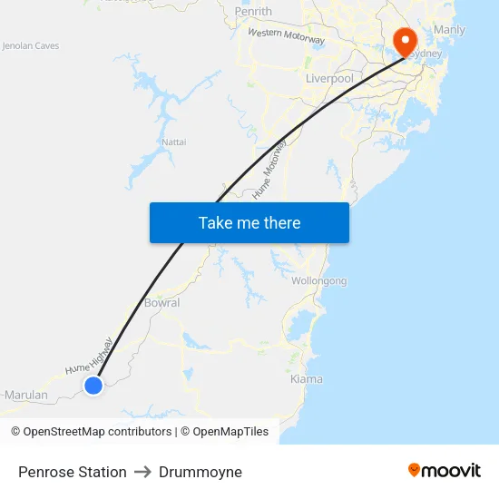 Penrose Station to Drummoyne map