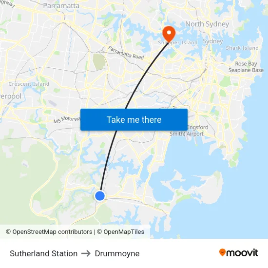 Sutherland Station to Drummoyne map