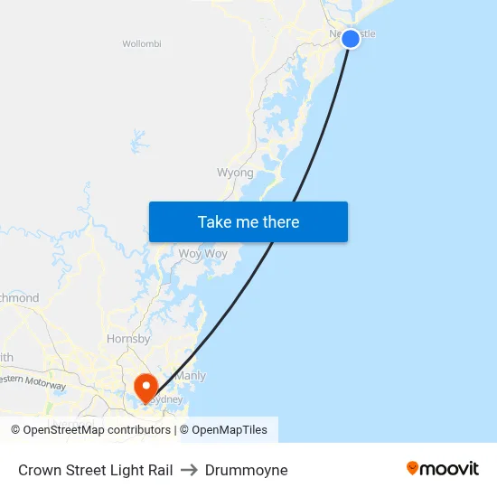 Crown Street Light Rail to Drummoyne map