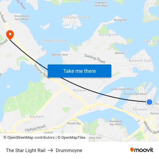The Star Light Rail to Drummoyne map