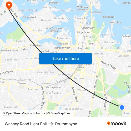 Wansey Road Light Rail to Drummoyne map