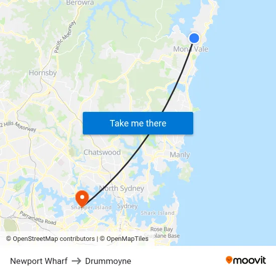 Newport Wharf to Drummoyne map