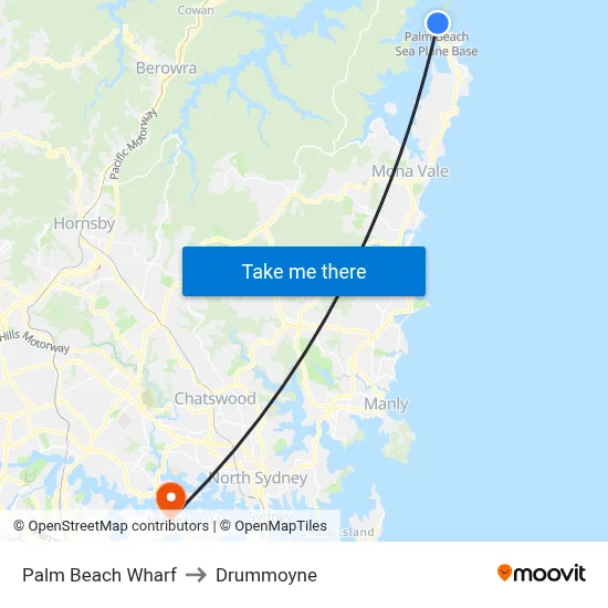Palm Beach Wharf to Drummoyne map