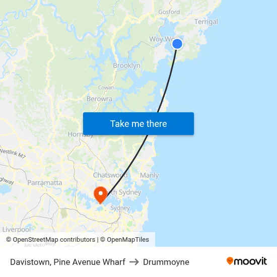 Davistown, Pine Avenue Wharf to Drummoyne map