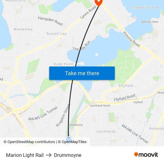 Marion Light Rail to Drummoyne map