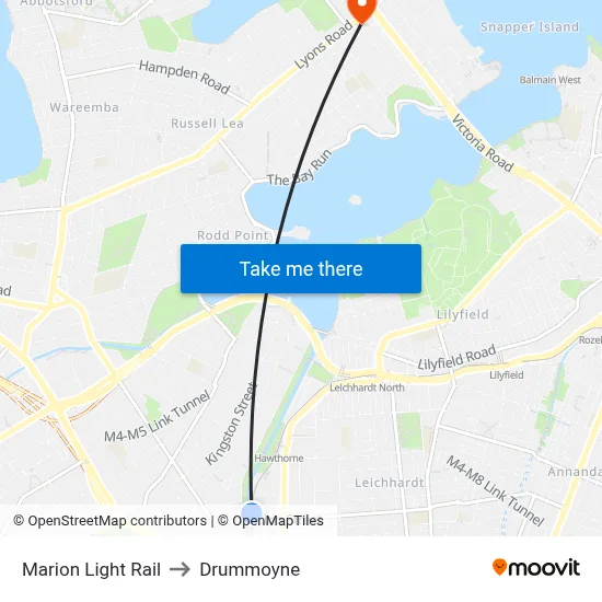 Marion Light Rail to Drummoyne map