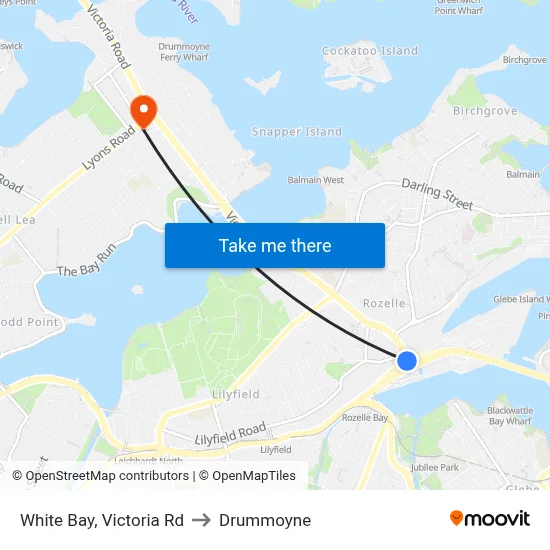 White Bay, Victoria Rd to Drummoyne map