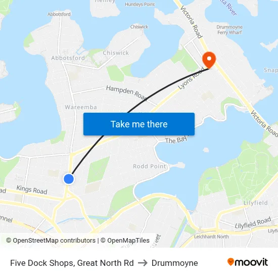 Five Dock Shops, Great North Rd to Drummoyne map
