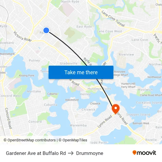 Gardener Ave at Buffalo Rd to Drummoyne map