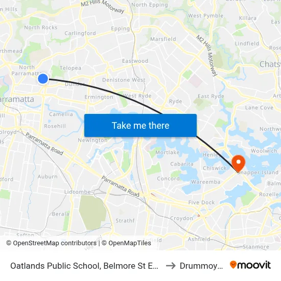 Oatlands Public School, Belmore St East to Drummoyne map