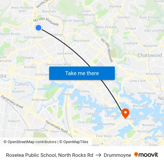 Roselea Public School, North Rocks Rd to Drummoyne map