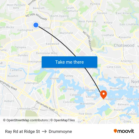 Ray Rd at Ridge St to Drummoyne map