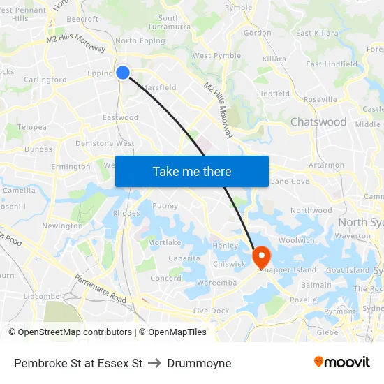 Pembroke St at Essex St to Drummoyne map