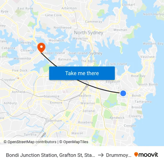 Bondi Junction Station, Grafton St, Stand R to Drummoyne map