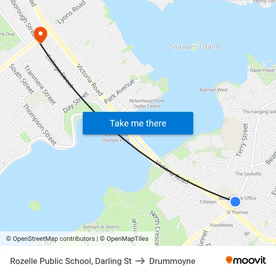 Rozelle Public School, Darling St to Drummoyne map