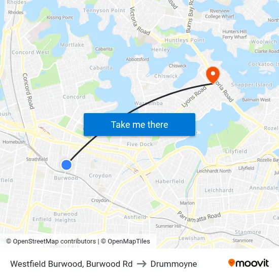 Westfield Burwood, Burwood Rd to Drummoyne map