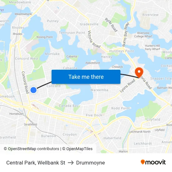 Central Park, Wellbank St to Drummoyne map