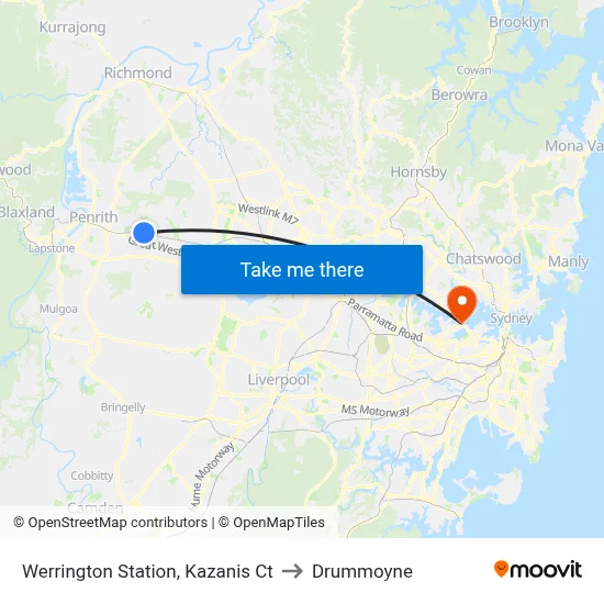 Werrington Station, Kazanis Ct to Drummoyne map