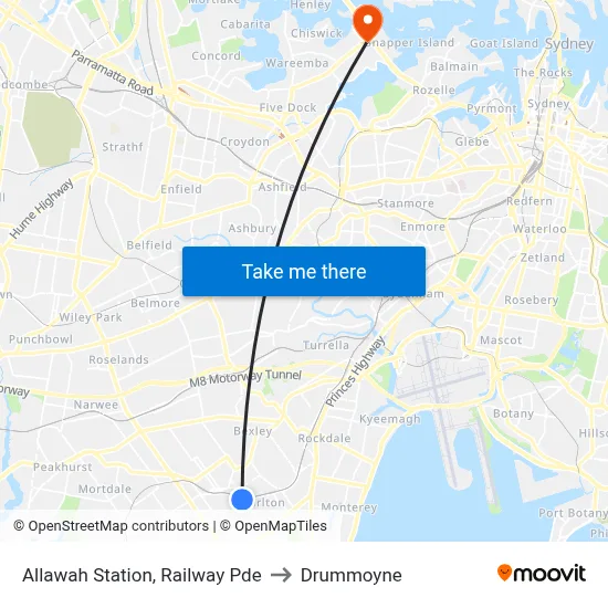 Allawah Station, Railway Pde to Drummoyne map