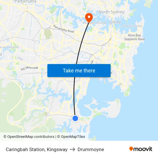 Caringbah Station, Kingsway to Drummoyne map