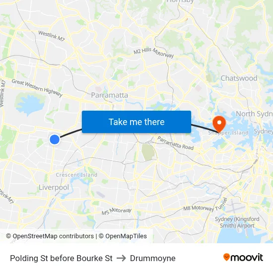 Polding St before Bourke St to Drummoyne map