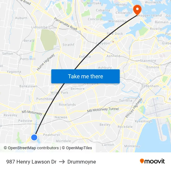 987 Henry Lawson Dr to Drummoyne map