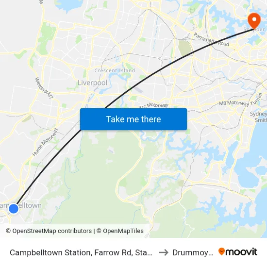 Campbelltown Station, Farrow Rd, Stand H to Drummoyne map