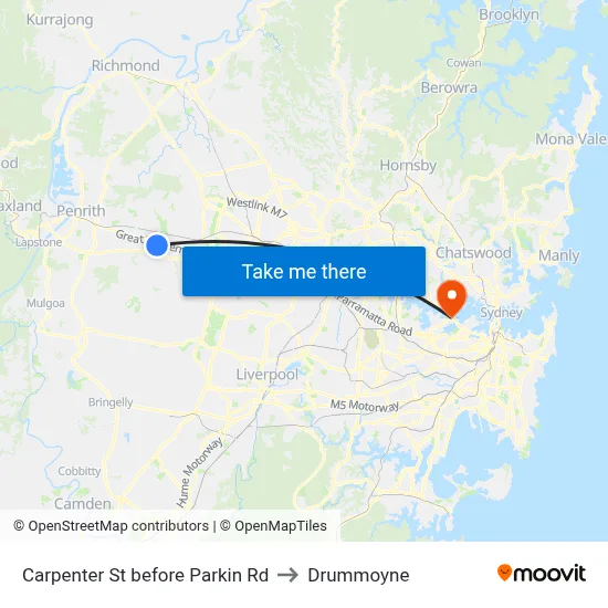 Carpenter St before Parkin Rd to Drummoyne map