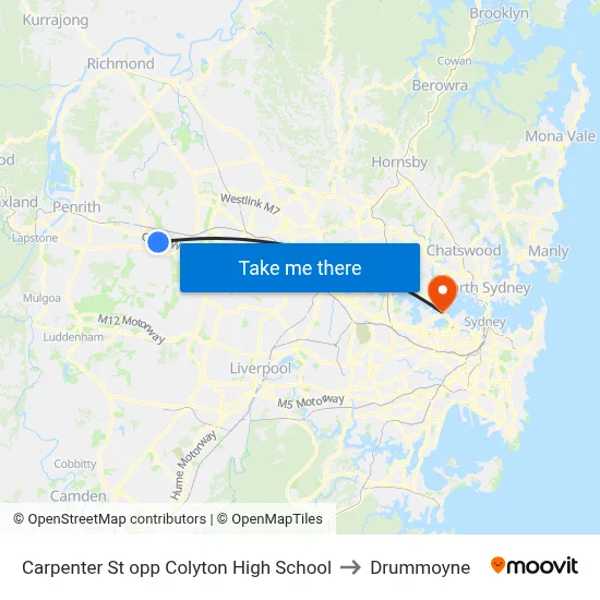 Carpenter St opp Colyton High School to Drummoyne map