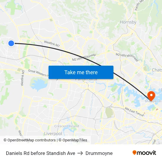 Daniels Rd before Standish Ave to Drummoyne map