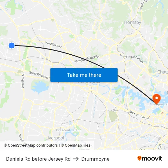 Daniels Rd before Jersey Rd to Drummoyne map
