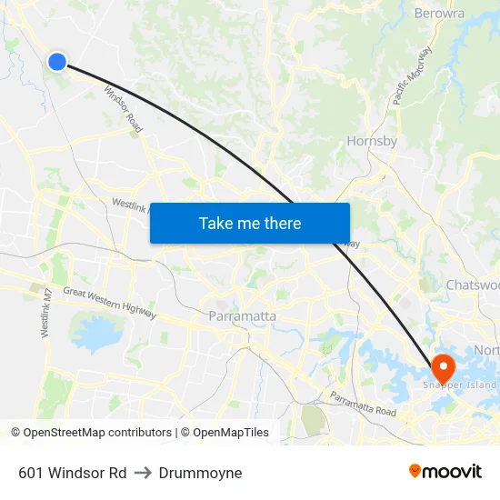 601 Windsor Rd to Drummoyne map