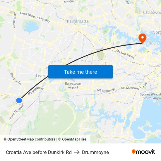 Croatia Ave before Dunkirk Rd to Drummoyne map