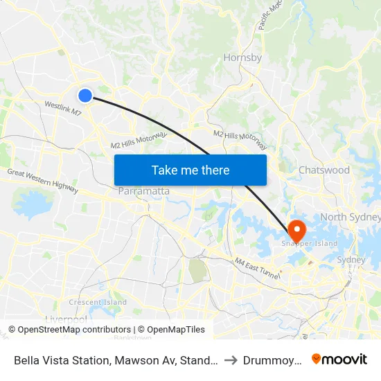 Bella Vista Station, Mawson Av, Stand A to Drummoyne map