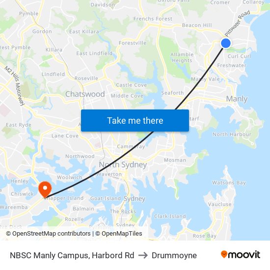 NBSC Manly Campus, Harbord Rd to Drummoyne map